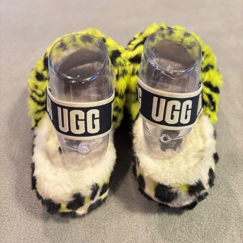 UGG Fluff Yeah Neon Leopard Shearling Platform Sl… - image 6